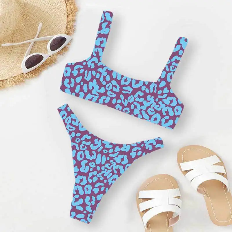 Micro Bikini Sexy 2 Pièces Léopard 2026 — Taille Haute, Bretelles, Maillot de Bain Femme