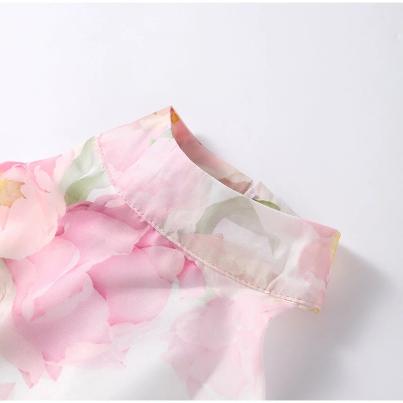 Robe Maxi Halter Corset Imprimé Floral 2026 — Sans Manches, Ligne A, Soirée Élégante