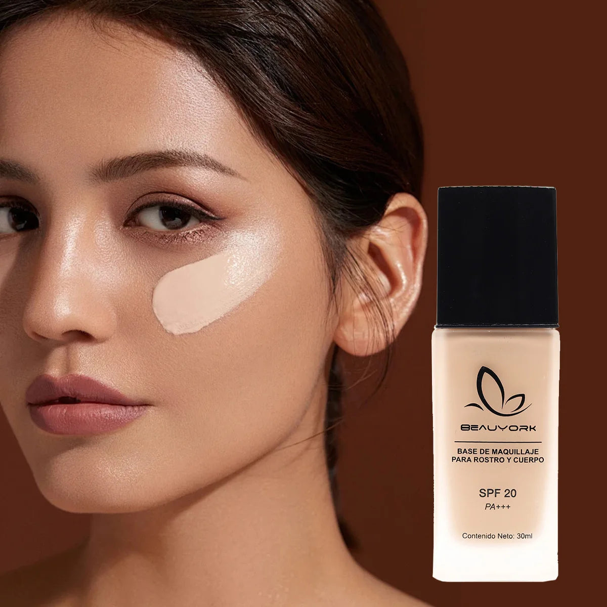 Fond de Teint Femme SPF20 PA+++ Full Coverage Mat Longue Tenue Beauyork