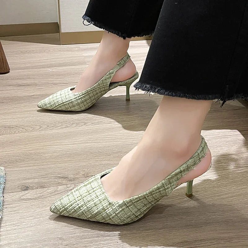 Escarpins Slingback Femme Bout Pointu Bleu — Talon Fin, Soirée & Fête 2023