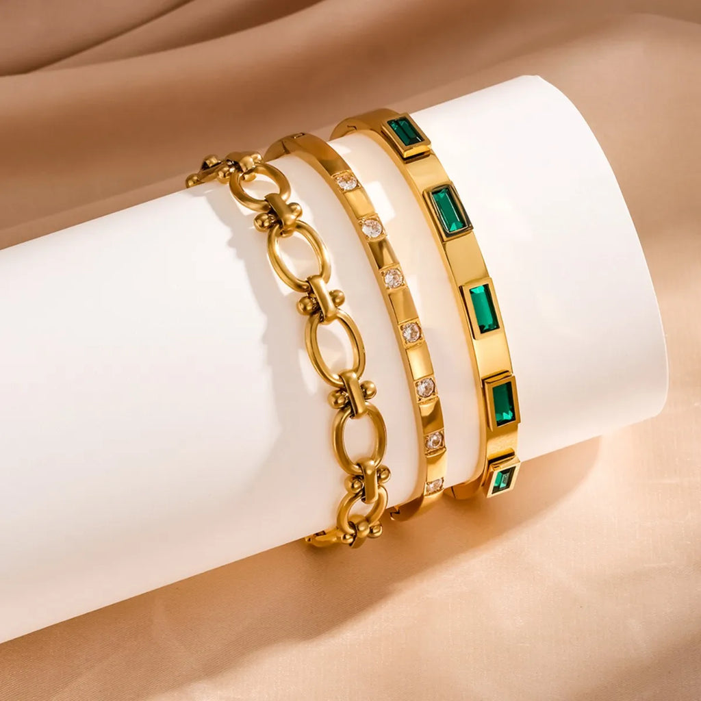 ZAKOL Bracelet Femme Zircon Or 18K Acier — Imperméable, Cadeau Bijou Mode