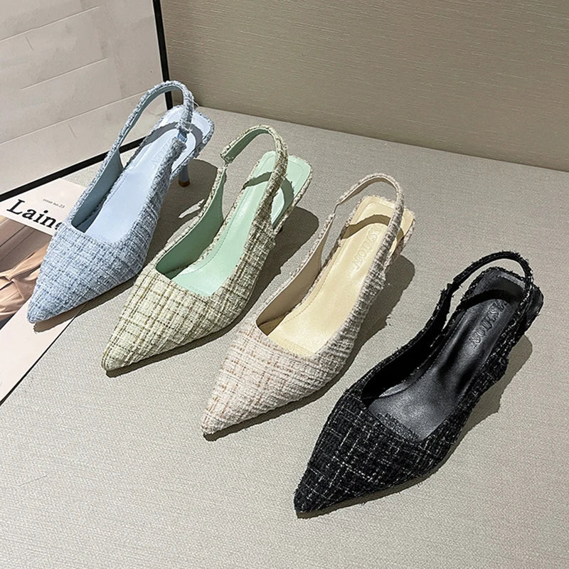 Escarpins Slingback Femme Bout Pointu Bleu — Talon Fin, Soirée & Fête 2023