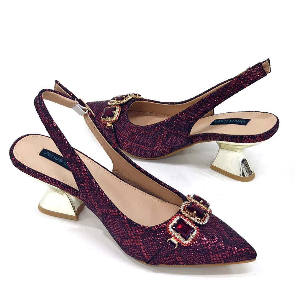 Ensemble Chaussures & Sac Femme Venus Chan Vert Strass — Talon Haut, Soirée Luxe