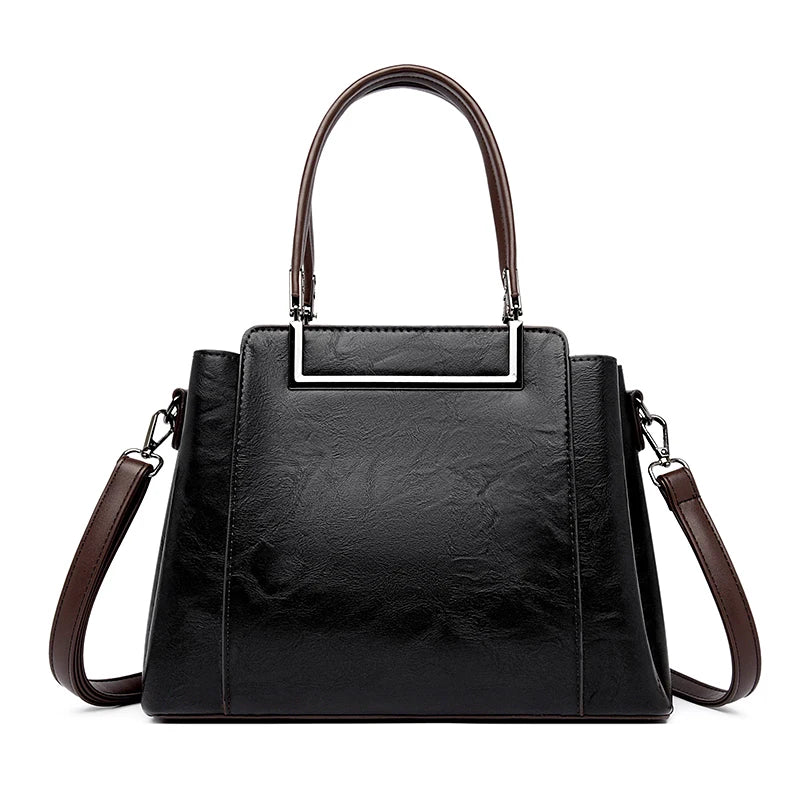 Sac À Main Femme Cuir PU Gaufré Artisanal — 3 Compartiments, Grande Capacité, Bandoulière