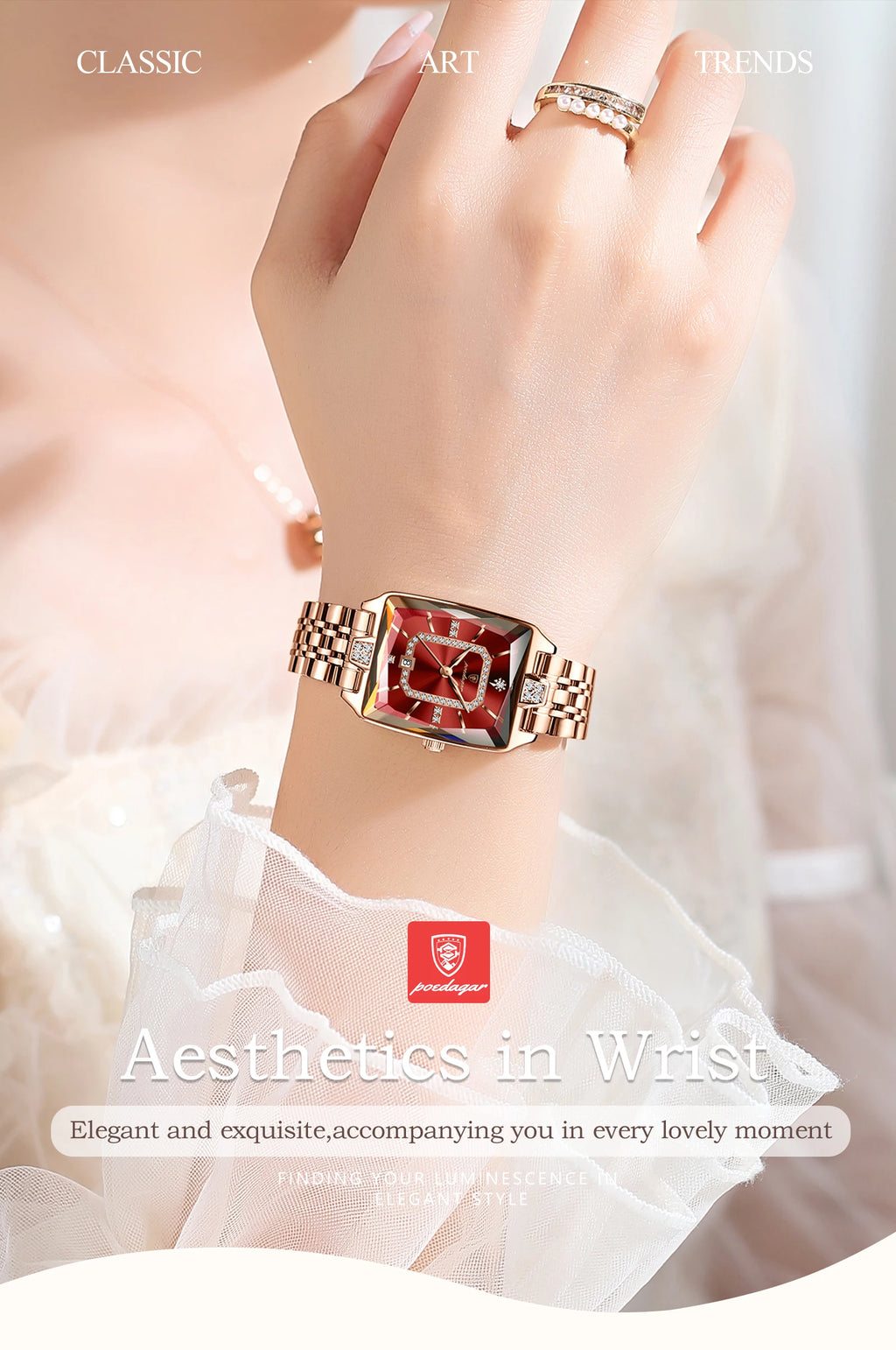 Montre Femme POEDAGAR Luxe Quartz — Acier Inoxydable, Étanche, Date, Fashion