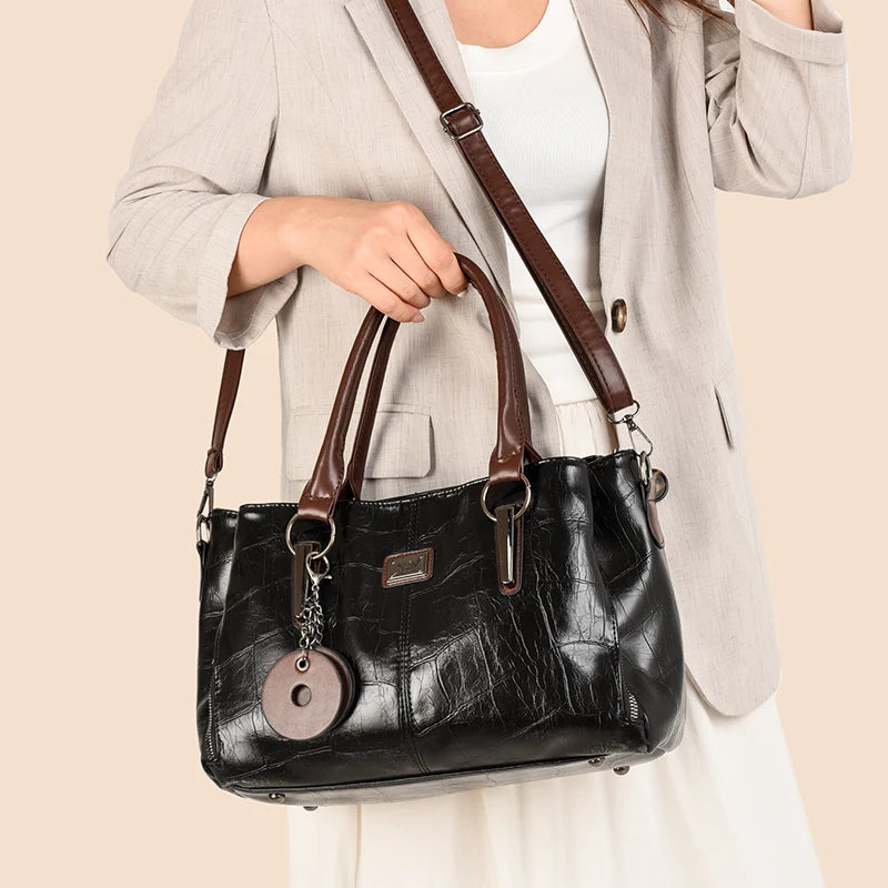 Sac à Main Femme Cuir PU — Tote Bandoulière Messenger, Grande Capacité