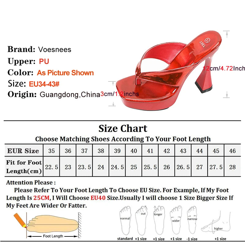 Mules Talon Carré 12cm Femme Été — Semelle Épaisse, Bout Pince, Slides Outdoor