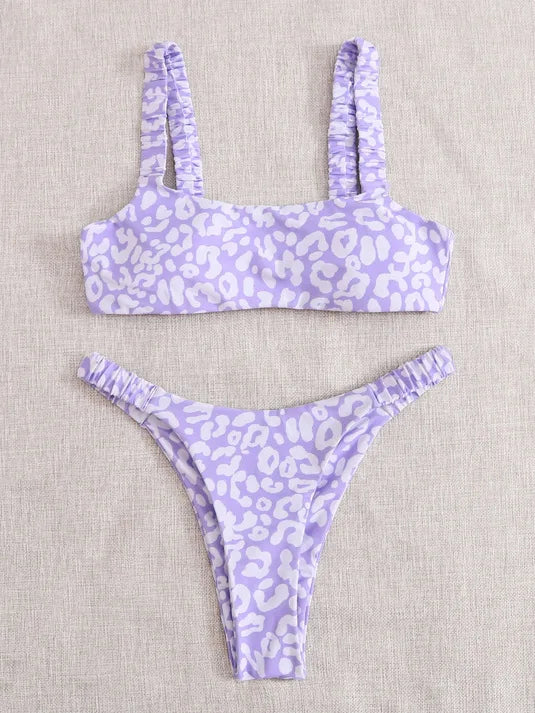 Micro Bikini Sexy 2 Pièces Léopard 2026 — Taille Haute, Bretelles, Maillot de Bain Femme