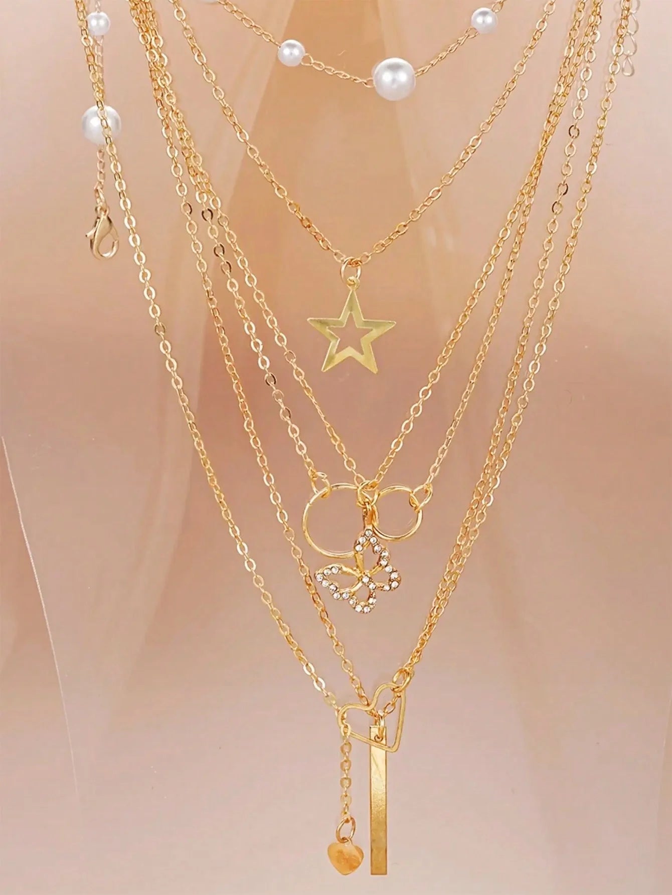 Parure Bijoux Femme 86 Pièces — Boucles Perle, Collier Multi-Rangs, Bagues & Clous