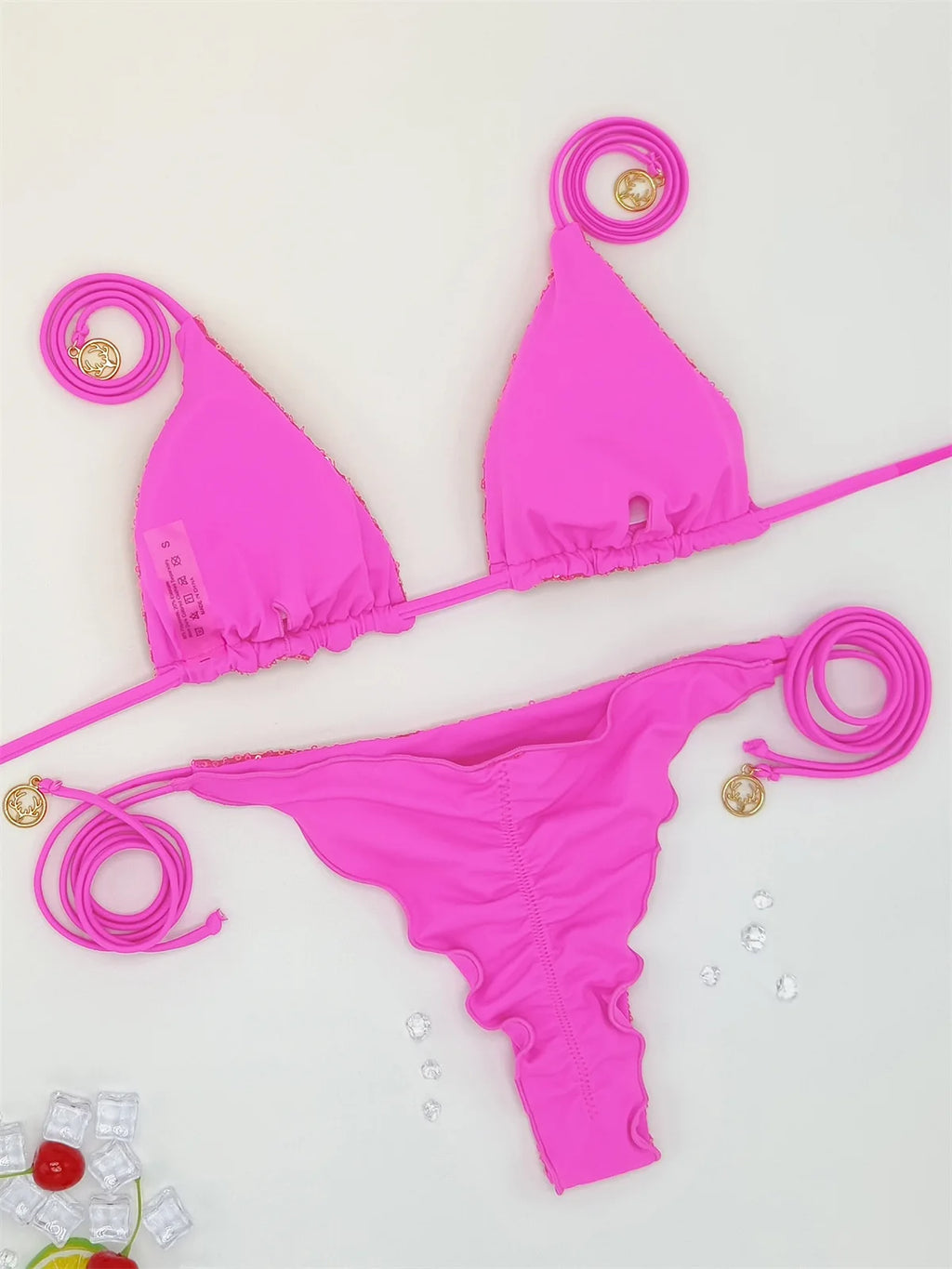 Bikini Paillettes Halter Sexy — Sequins Brillants, Maillot de Bain Femme Plage