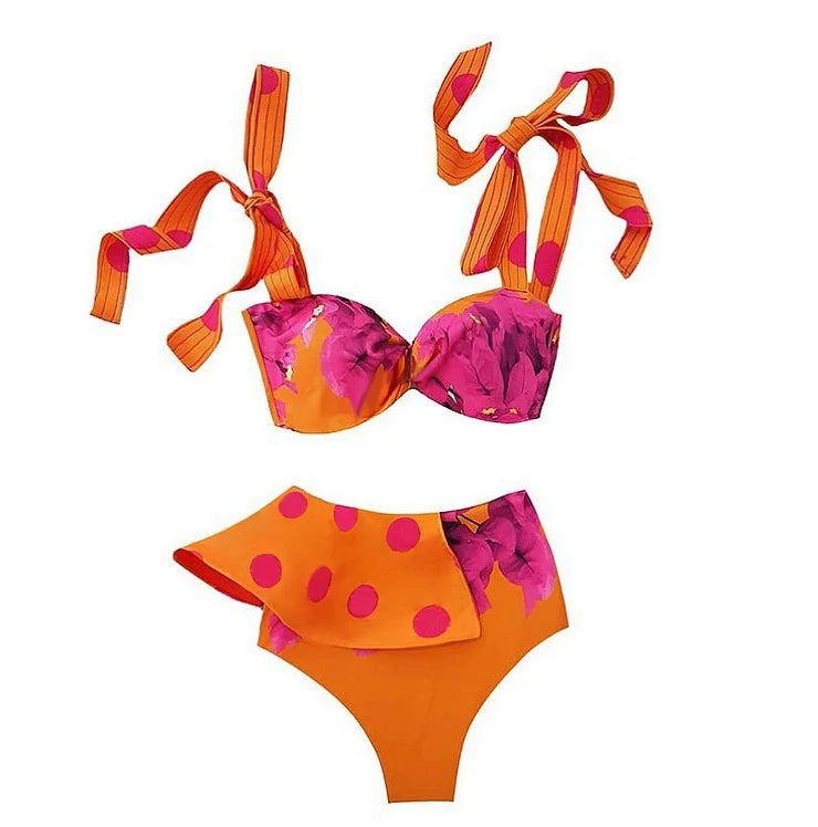 Bikini Taille Haute Bandage Floral 2026 — Volanté, Push Up, Bretelles Brésilien