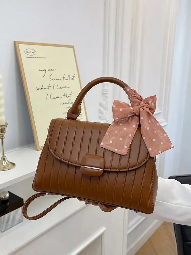Sac Satchel Carré Minimaliste Femme — Détail Cuir, Grande Capacité, Sac Couches Luxe