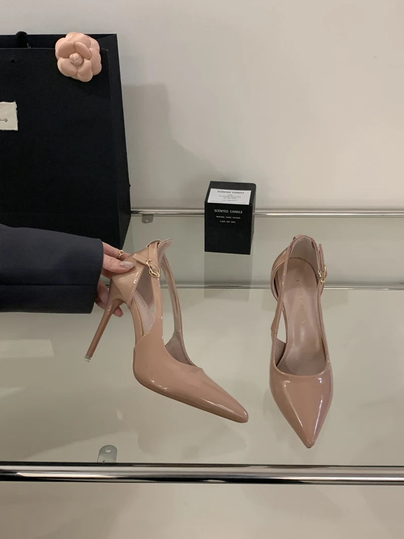 Escarpins Bordeaux Talon Aiguille 11cm — Cuir Verni Noir, Stiletto Chic, Soirée