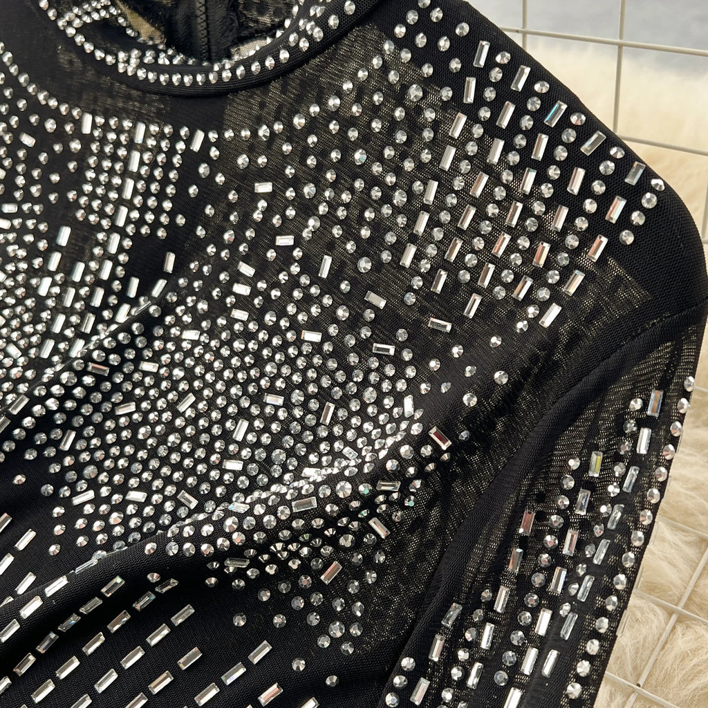 Ensemble Femme Manches Longues Sequins & Franges — Jupe Longue Tendance 2024