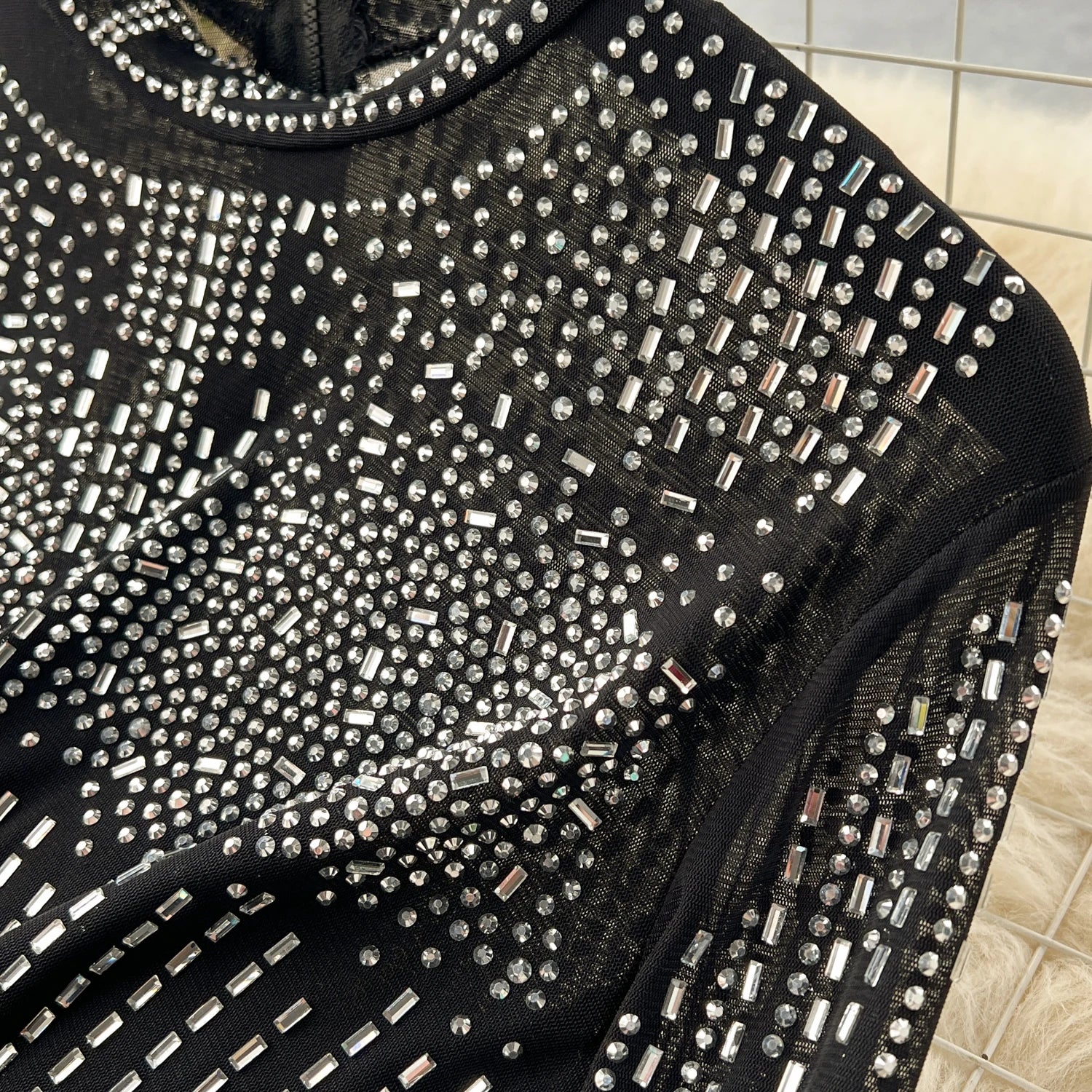 Ensemble Femme Manches Longues Sequins & Franges — Jupe Longue Tendance 2024