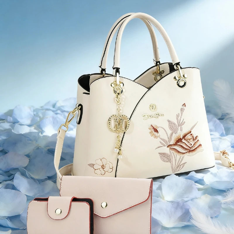 Sac Tote Bag Brodé Œillet – Cadeau Fête des Mères & Anniversaire Maman