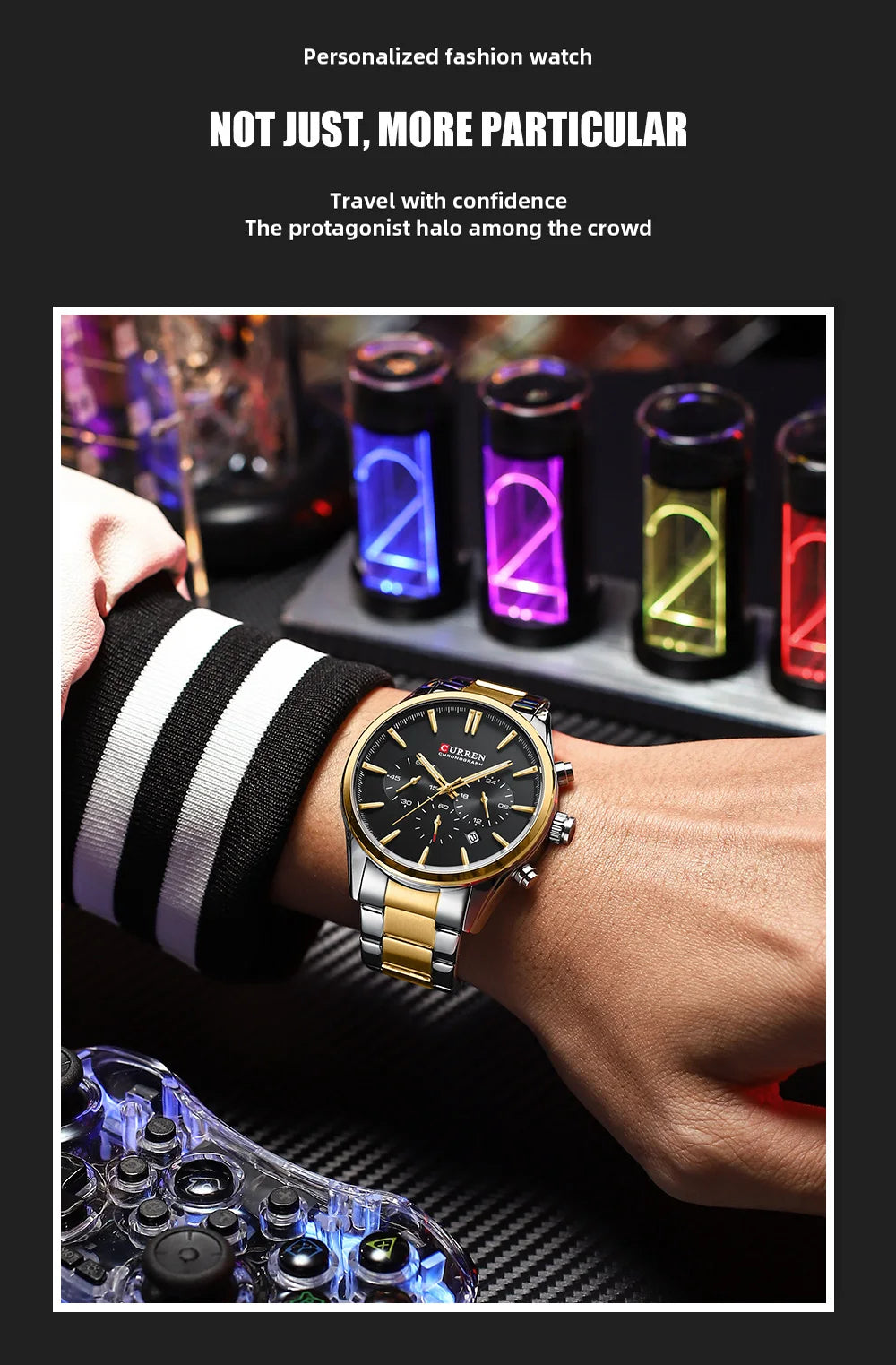 Montre Homme CURREN Multifonction Quartz — Date Automatique, Bracelet Acier Inoxydable