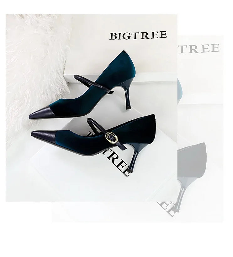 Escarpins Femme Bout Pointu Stiletto BIGTREE — Suède, 7cm 10cm, Grande Taille 43