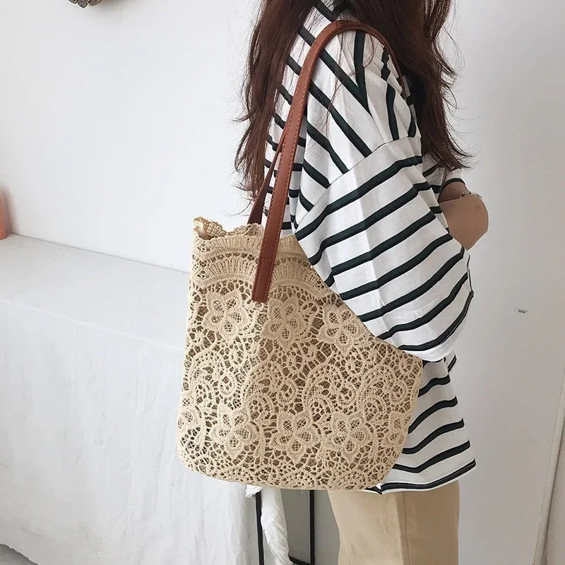 Sac À Main Femme Toile & Cuir — Bandoulière Luxe, Style Casual Fashion
