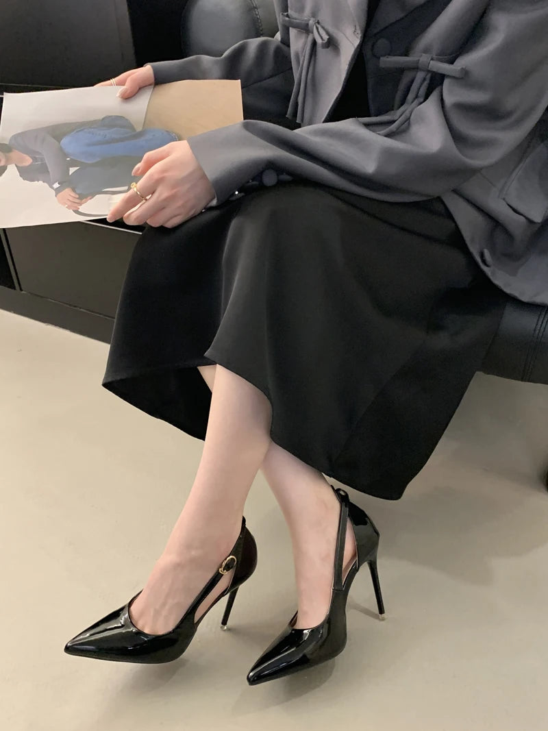 Escarpins Bordeaux Talon Aiguille 11cm — Cuir Verni Noir, Stiletto Chic, Soirée