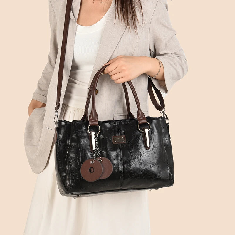 Sac à Main Femme Cuir PU — Tote Bandoulière Messenger, Grande Capacité