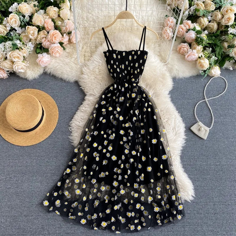 Robe Femme Été 2026 — Mesh Fleurie Style Coréen Plage & Soirée
