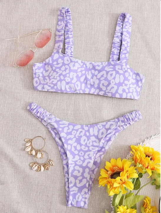Micro Bikini Sexy 2 Pièces Léopard 2026 — Taille Haute, Bretelles, Maillot de Bain Femme