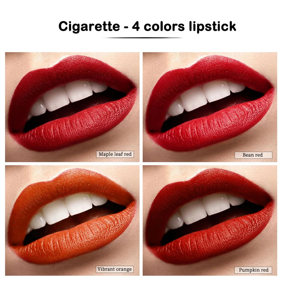 Kit Rouge à Lèvres Mat 4 Couleurs — Lip Gloss Waterproof, Longue Tenue, Teinte à Lèvres