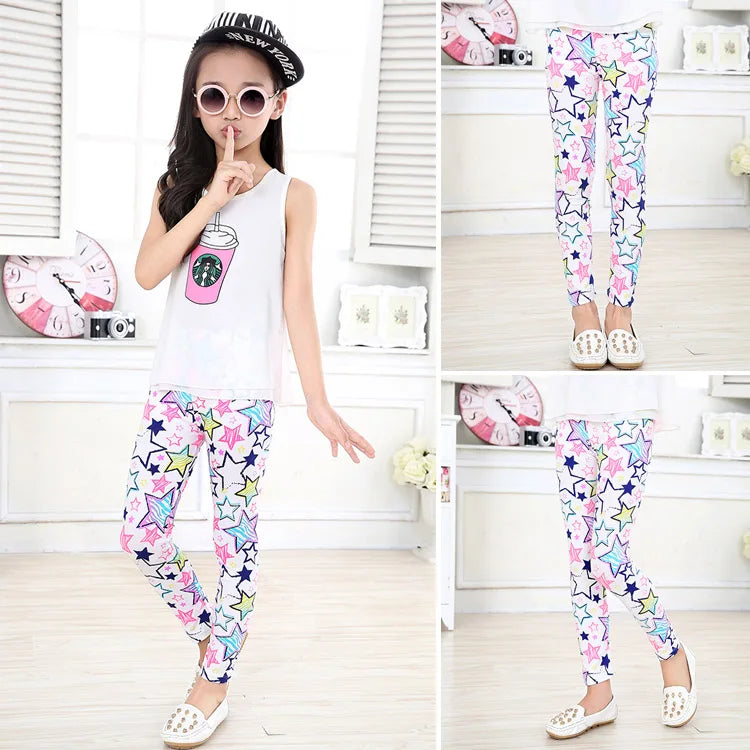 Legging Fille Imprimé Cartoon — Taille Élastique, Yoga Doux, Enfant & Bambin