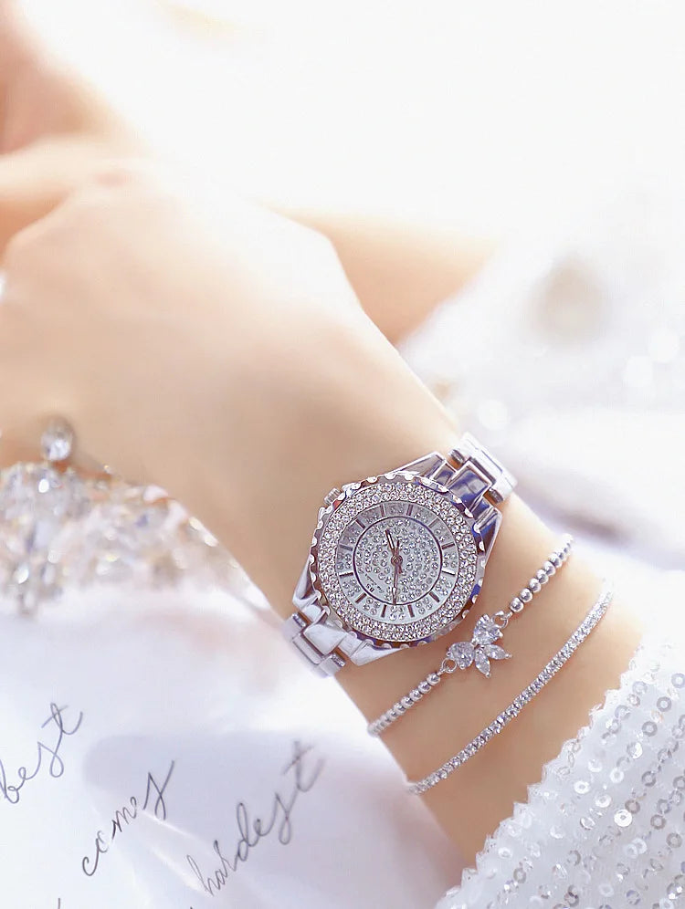 Montre Femme Or Bracelet Luxe Quartz 2025 — Acier Complet, Élégante, Top Marque