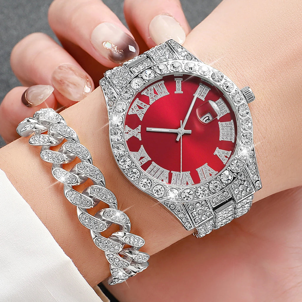 Coffret 3 Montres Homme Luxe Diamant — Cadran Roma, Acier, Quartz + Bijoux (Sans Boîte)
