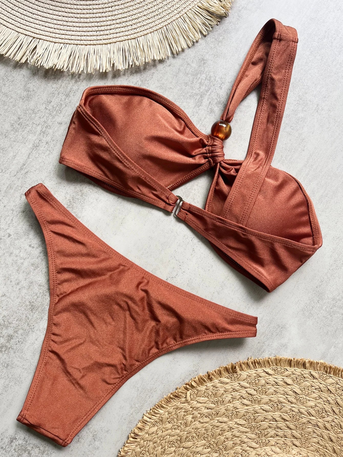 Bikini Taille Haute Filet Brésilien — 2 Pièces Sexy, Maillot de Bain Femme Été