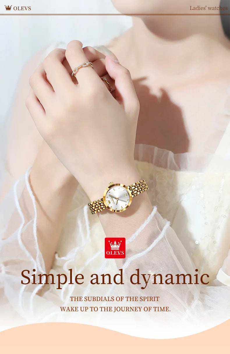 Montre Femme OLEVS 9992 Luxe Or Quartz — Étanche, Élégante, Relojes Para Mujer