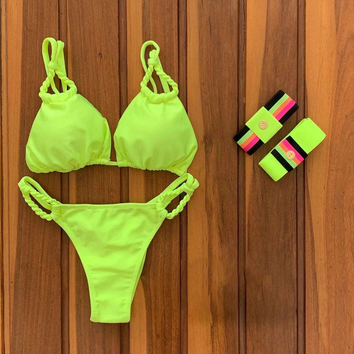 Bikini Brésilien Femme Taille Basse Imprimé — Push-Up, Maillot de Bain Sexy