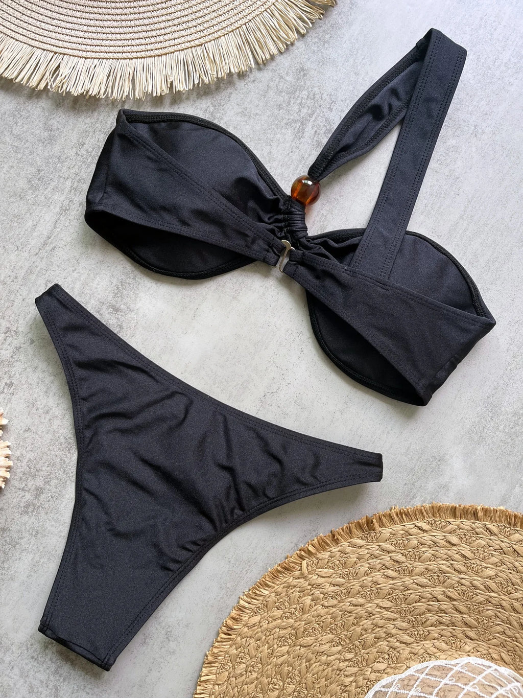 Bikini Taille Haute Filet Brésilien — 2 Pièces Sexy, Maillot de Bain Femme Été