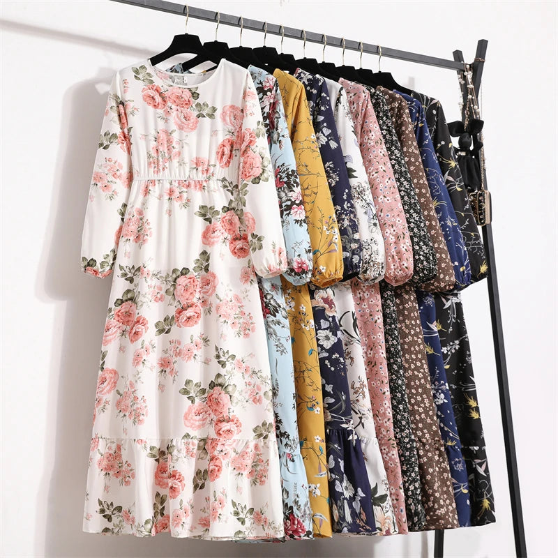 Robe Maxi Femme Été — Imprimé Floral Manches Longues Plage & Soirée
