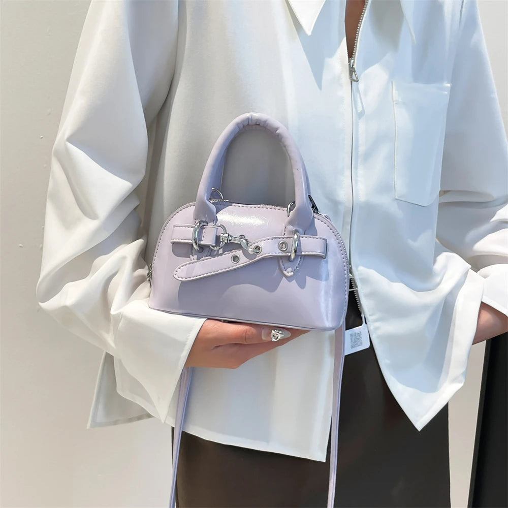 Mini Sac Coquille Femme Luxe — Boucle Ceinture, Petit Sac Épaule Bandoulière Designer