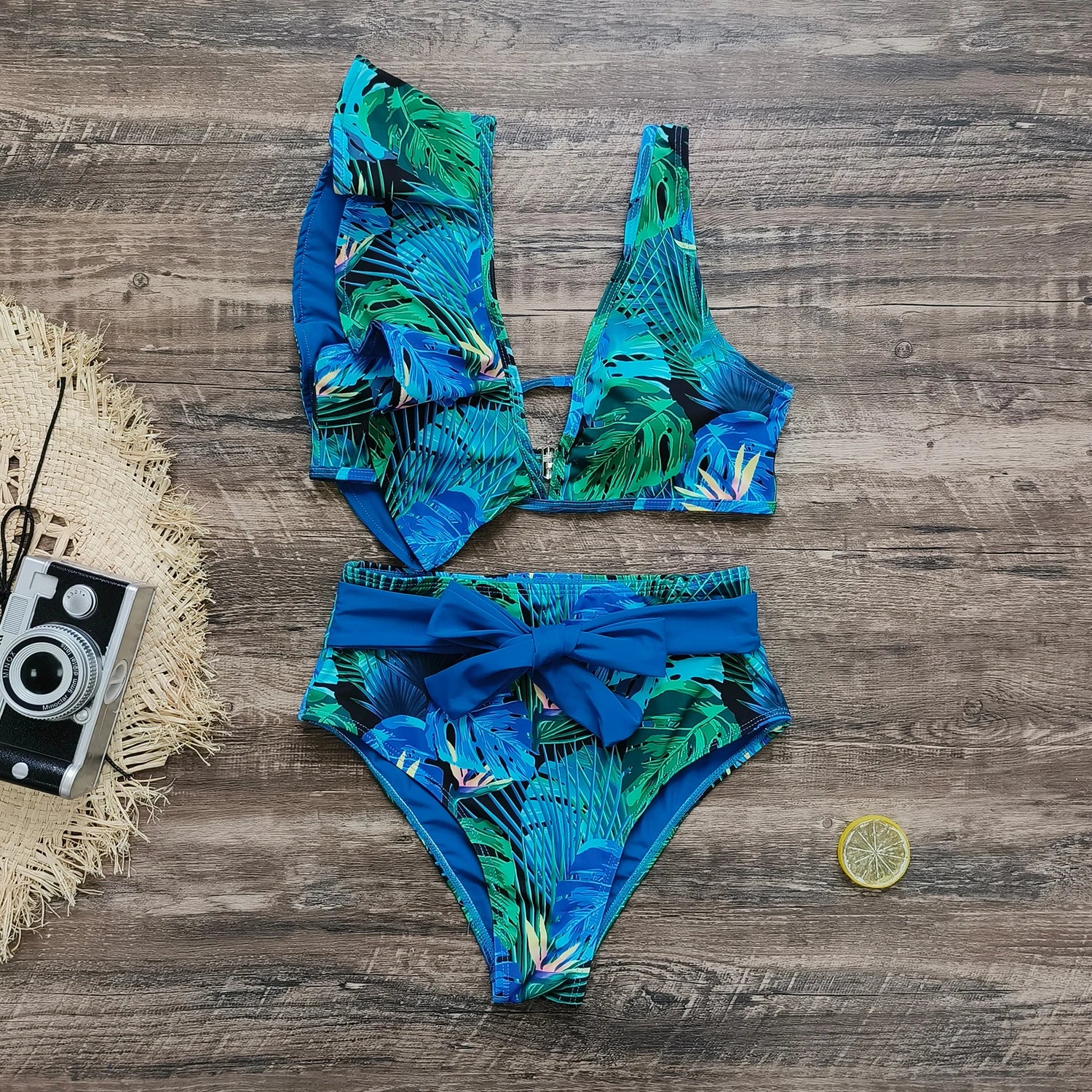 Bikini Taille Haute Bandage Floral 2026 — Volanté, Push Up, Bretelles Brésilien