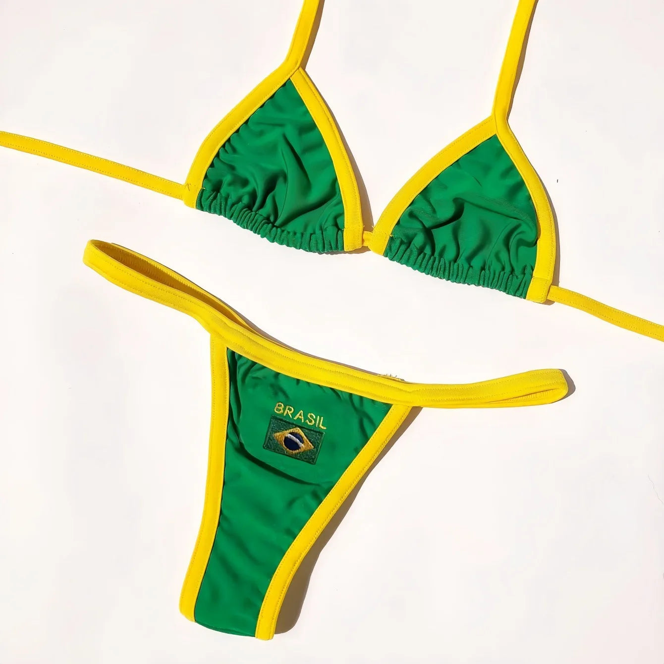 Bikini Brésilien Broderie Femme RUOTONSEPT — Drapeau Brésil, Deux Pièces, Maillot de Bain Été